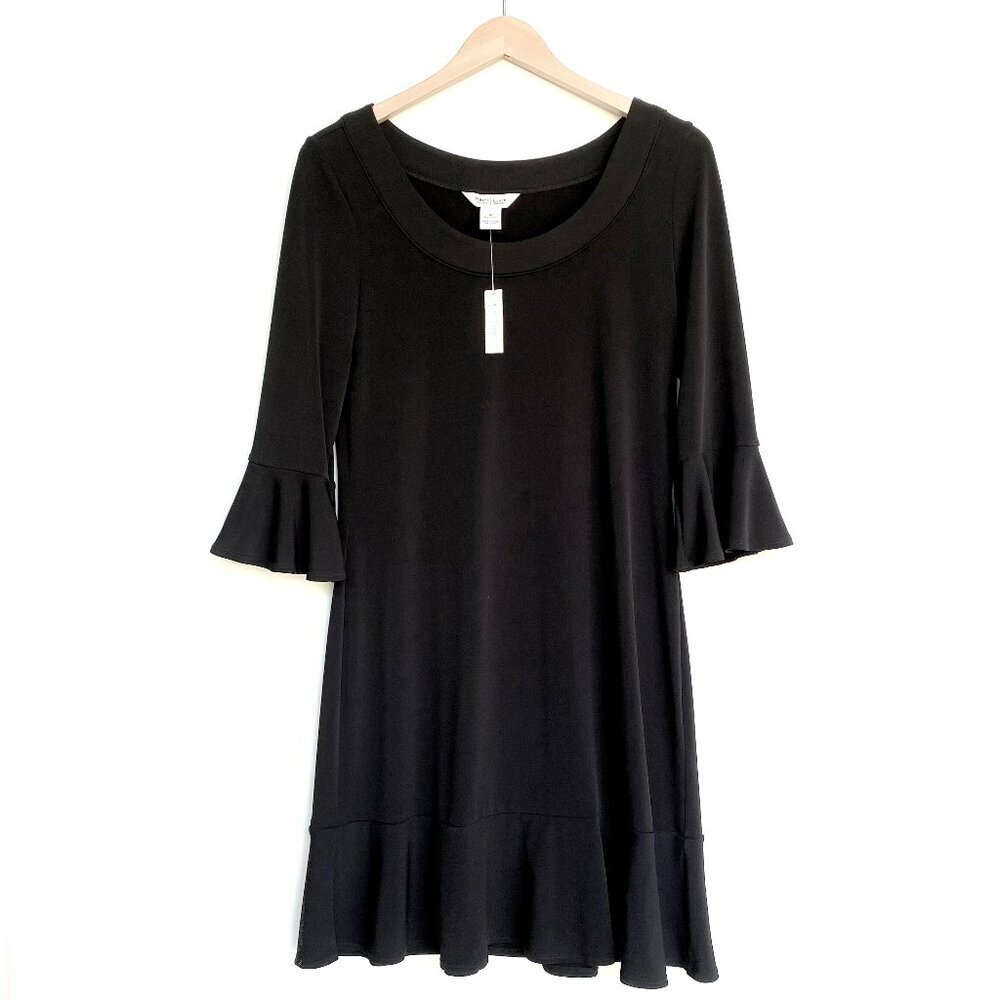 White House Black Market NWT Long Sleeve Shift Midi Dress Black Size M